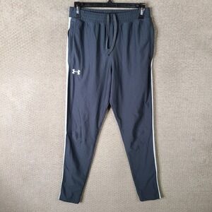 Under Armour Pants Womens Medium Gray White Stripe‎ Ankle Zip Athletic Joggers